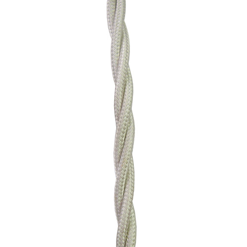 Braided Cloth Triple Twisted 3 Core Round Flex Cable 0.75mm² White