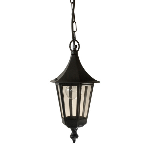 Lantern Chain Outdoor Pendant Light 240V Black 60W