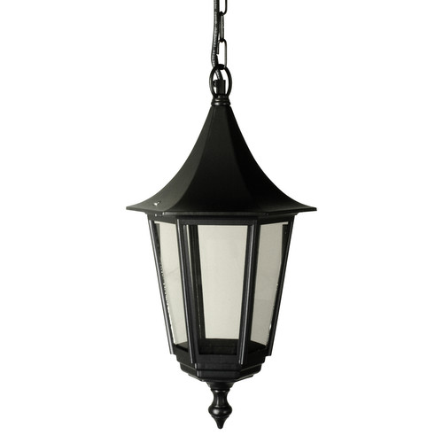 Lantern Large Chain Outdoor Pendant Light 240V Black 100W