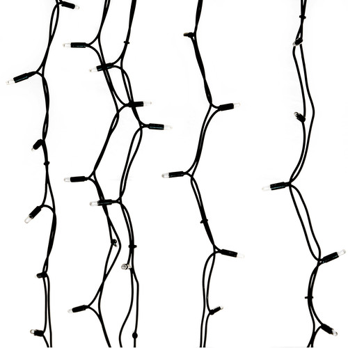 25 Strip Curtain 240V Indoor/Outdoor 3000K Warm White Black Cable
