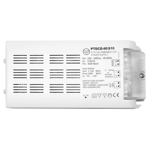 1-10V Dimmable LED Driver (Constant Voltage) White 42W 24V