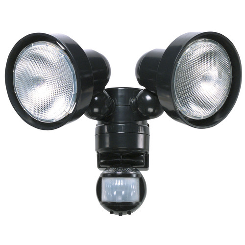 PIR Twin Spot Light 240V Black 2 x 75W