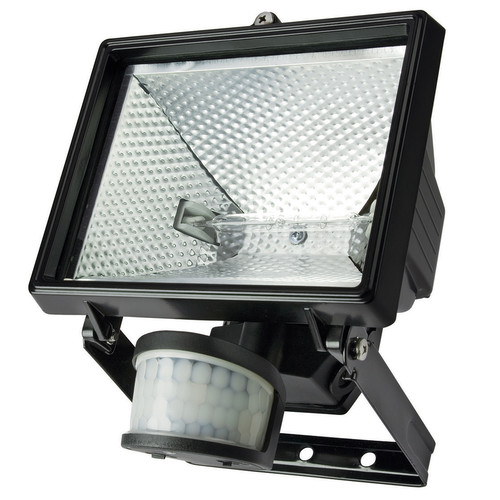 PIR Halogen Floodlight 240V Black 500W