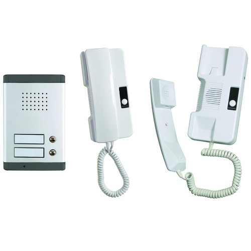 Twin Channel, Audio Door Phone and Intercom 2 Channel Silver / White