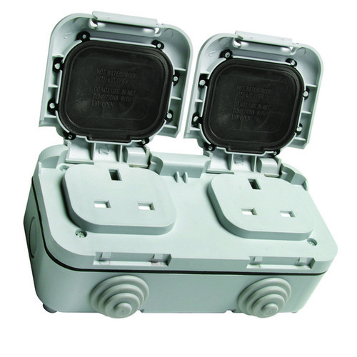 Outdoor Twin Gang Socket 2 Gang Grey