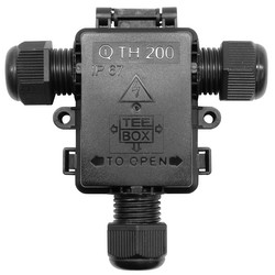 Waterproof 3-Pole TeeBox T-Splitter 4-9mm Cable Junction Box 4mm² Conductor Black