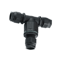 Waterproof 3-Pole TeeTube Mini T-Splitter 7-13.5mm Cable Connector 4mm² Conductor Black