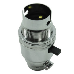 Switched Lamp Holder 13mm Chrome BC / B22