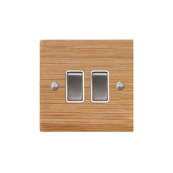 Rocker Switch 2 gang 10 amp 2 way Oak