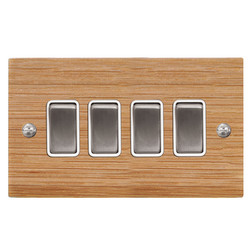 Rocker Switch 4 gang 10 amp 2 way Oak