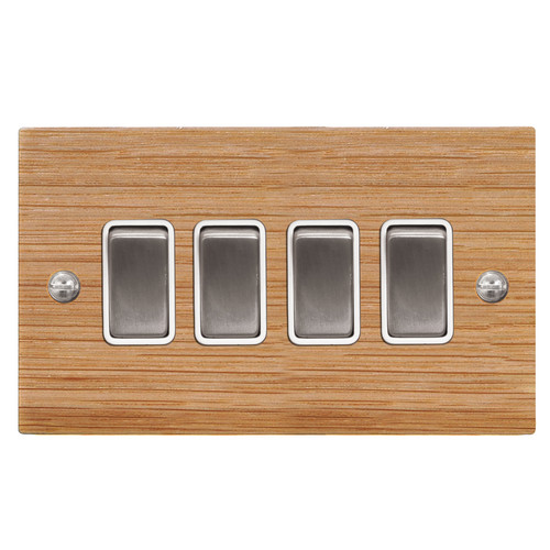 Rocker Switch 4 gang 10 amp 2 way Oak