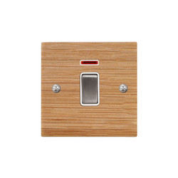 Rocker Switch 1 gang 20 amp double pole neon Oak