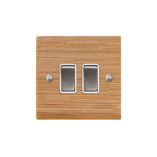 Rocker Switch 2 gang intermediate Oak