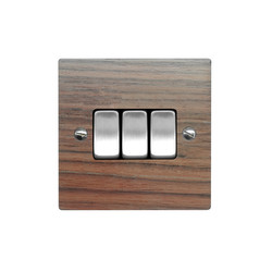 Rocker Switch 3 gang 10 amp 2 way Walnut