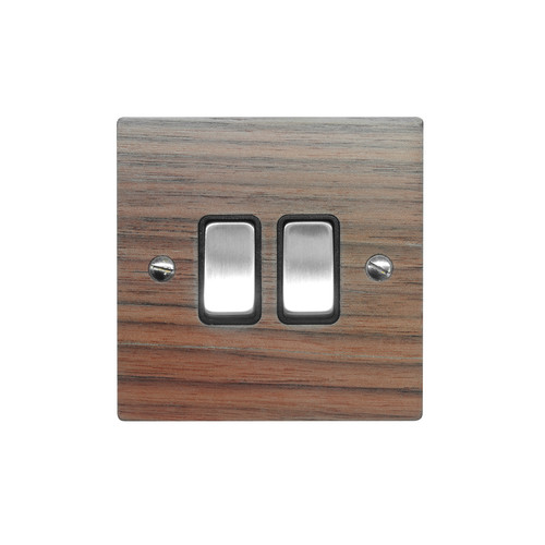 Rocker Switch 2 gang intermediate Walnut