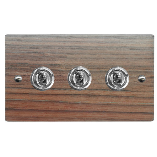 Dolly Switch 3 gang 2 way Walnut