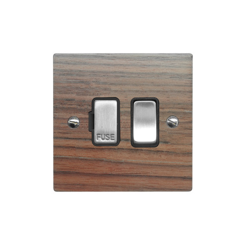Fuse Spur 1 gang 13 amp switched fuse spur Walnut