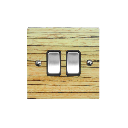 Rocker Switch 2 gang 10 amp 2 way Zebrano