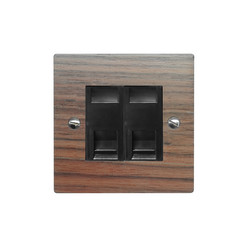 Communications Socket 2 gang RJ45 cat 6 socket Walnut