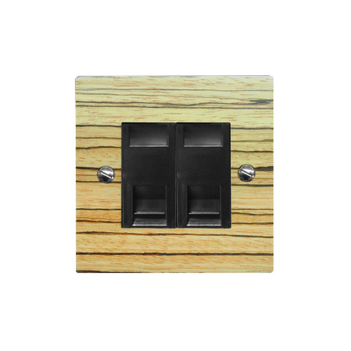 Communications Socket 2 gang RJ45 cat 6 socket Zebrano