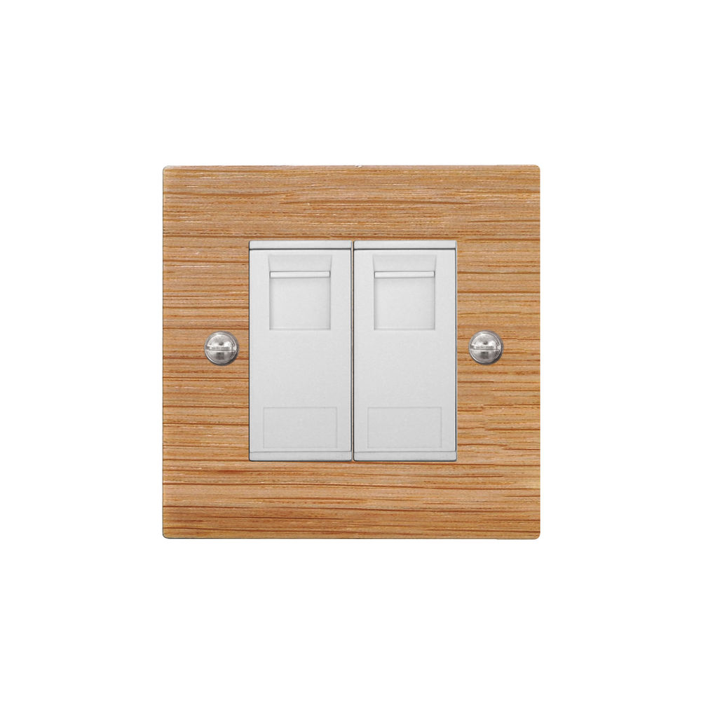 Communications Socket 2 gang RJ45 cat 6 socket Oak | Mr Resistor Lighting