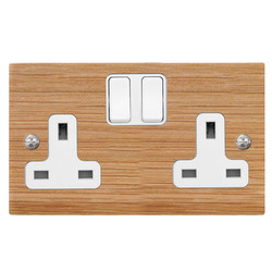Wall Socket 2 gang 13 amp switch socket outlet Oak