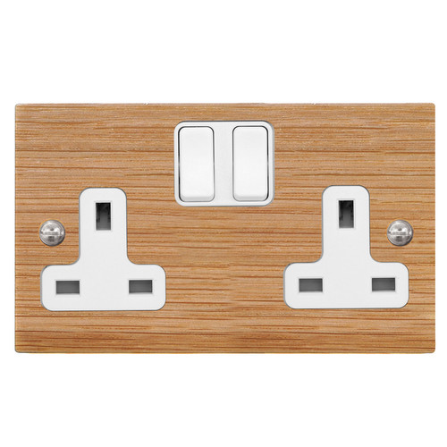 Wall Socket 2 gang 13 amp switch socket outlet Oak