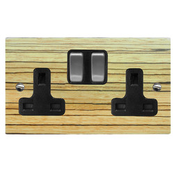 Wall Socket 2 gang 13 amp switch socket outlet Zebrano