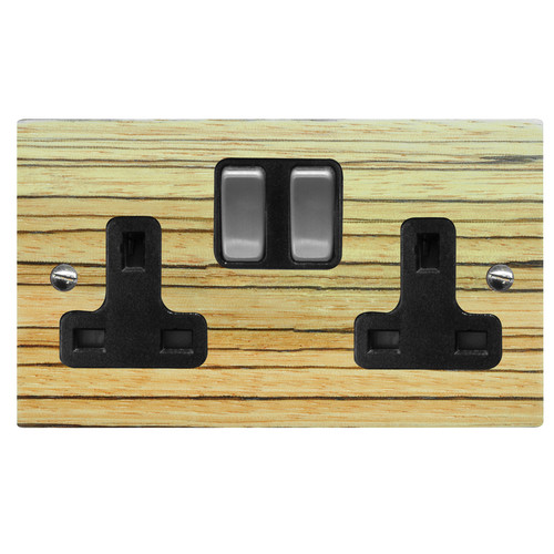 Wall Socket 2 gang 13 amp switch socket outlet Zebrano