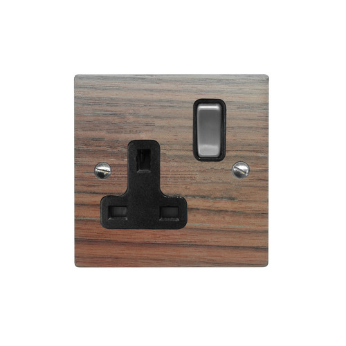 Wall Socket 1 gang 13 amp switch socket outlet Walnut