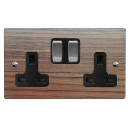 Wall Socket 2 gang 13 amp switch socket outlet Walnut