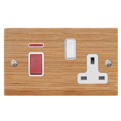 Cooker Switch 2 gang plate 45 amp cooker switch socket outlet Oak