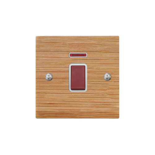 Cooker Switch 1 gang plate 45 amp cooker neon Oak