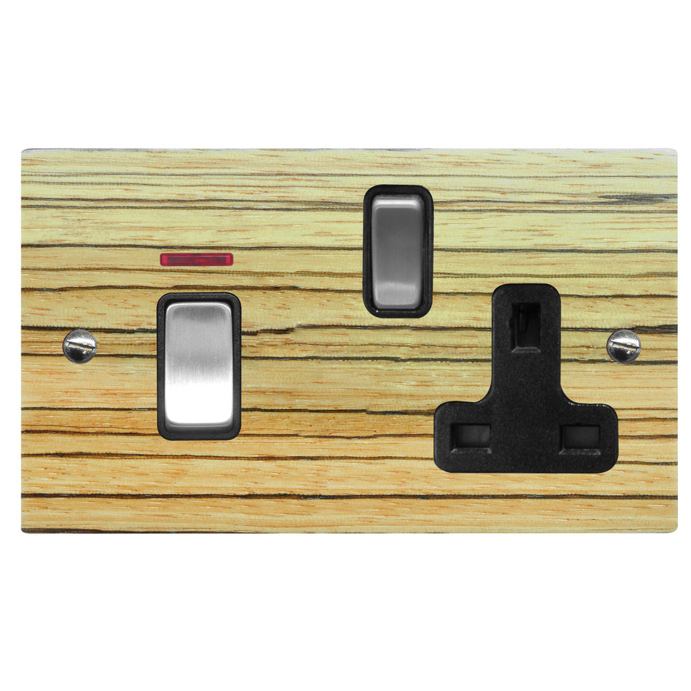 Cooker Switch 2 gang plate 45 amp cooker switch socket outlet Zebrano ...