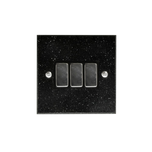 Rocker Switch 3 gang 10 amp 2 way Black