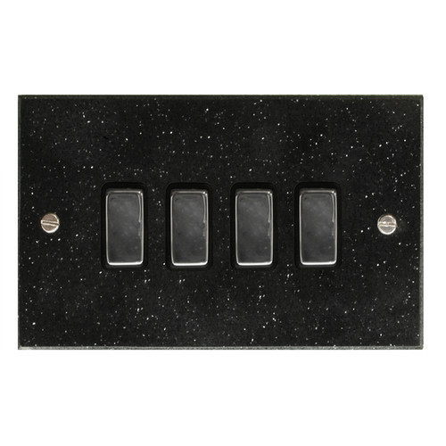 Rocker Switch 4 gang 10 amp 2 way Black
