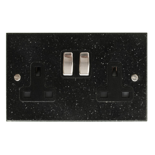 Wall Socket 2 gang 13 amp switch socket outlet Black