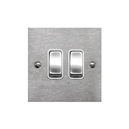 Rocker Switch 2 gang 10 amp 2 way Satin Stainless