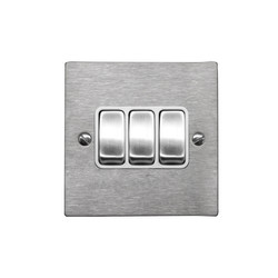 Rocker Switch 3 gang 10 amp 2 way Satin Stainless