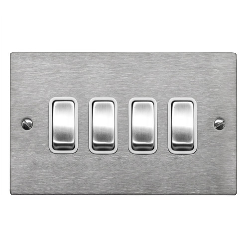 Rocker Switch 4 gang 10 amp 2 way Satin Stainless