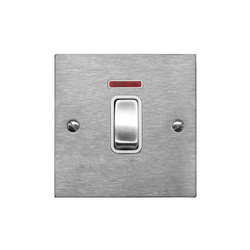 Rocker Switch 1 gang 20 amp double pole neon Satin Stainless