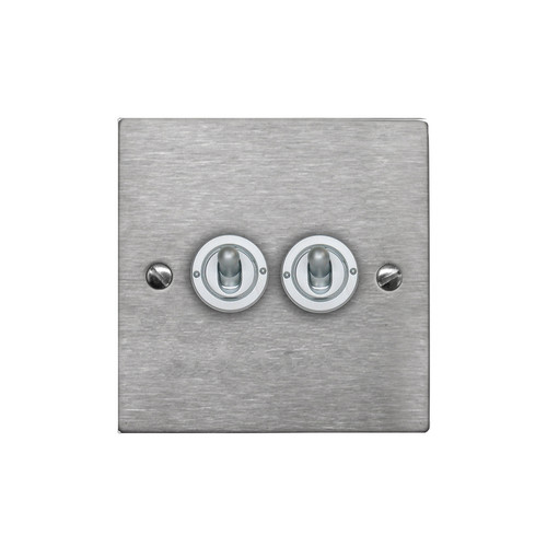Dolly Switch 2 gang intermediate Satin Stainless
