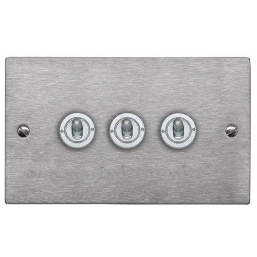 Dolly Switch 3 gang 2 way Satin Stainless