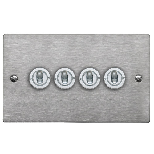 Dolly Switch 4 gang 2 way Satin Stainless