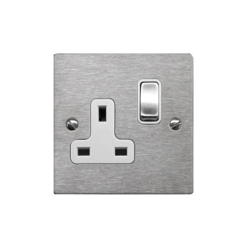 Wall Socket 1 gang 13 amp switch socket outlet Satin Stainless