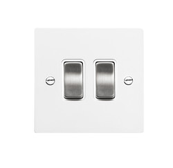 Rocker Aluminium Switch 2 gang rocker switch 20 amp 2 way Satin White Aluminium