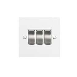 Rocker Aluminium Switch 3 gang rocker switch 20 amp 2 way Satin White Aluminium