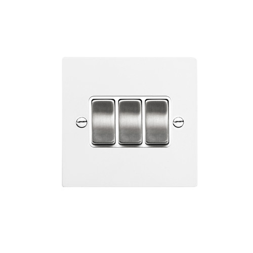 Rocker Aluminium Switch 3 gang rocker switch 20 amp 2 way Satin White Aluminium
