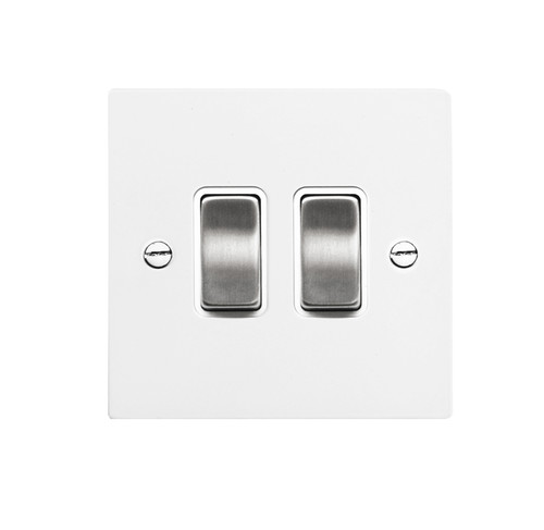 Rocker Aluminium Switch 2 gang rocker switch 20 amp intermediate Satin White Aluminium