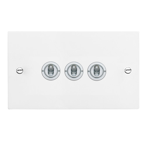 Dolly Switch 3 gang dolly switch 20 amp 2 way Satin White Aluminium